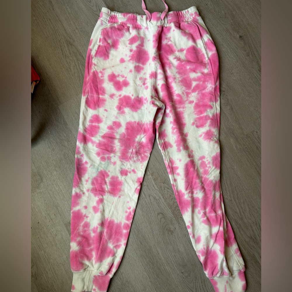 Pink and white tie dye sweatpants